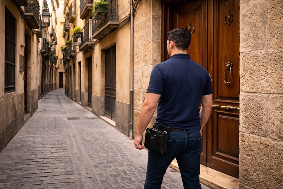 Cerrajero en el Casco Histórico de Zaragoza junto a puerta tradicional