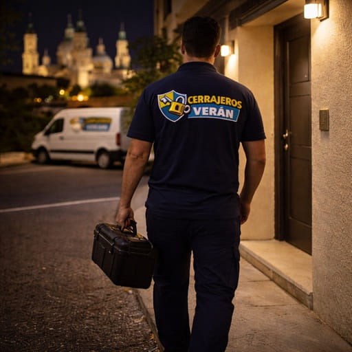 Cerrajero urgente en Zaragoza acudiendo a servicio nocturno
